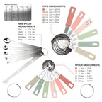 22-Piece Stainless Steel Measuring Cups and Spoons Set, Tad Dash Pinch Smidgen Drop Mini Measuring Spoons, Measuring Stick Leveler, Measurement Conversion Chart Fridge Magnet, (Country Chic) - view 2