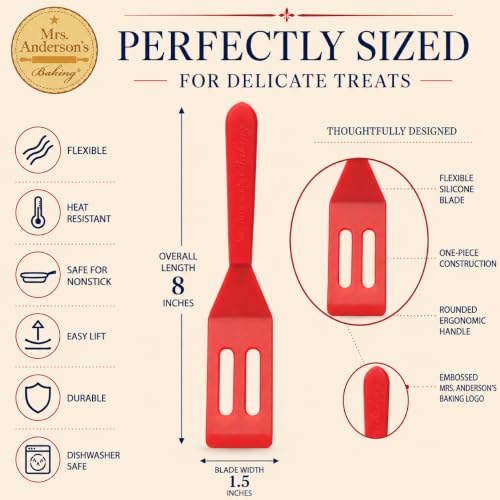 Mrs. Anderson’s Baking Mini Brownie Serving Spatula, 8-Inches x 1.5-Inches, Heat-Resistant Flexible Nonstick Silicone, Red - view 2