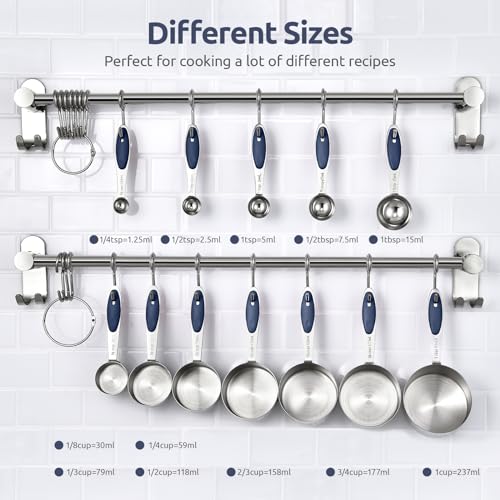 Measuring Cups Spoons Set, 18/8 Stainless Steel, 12Pc/Midnight Blue - view 2