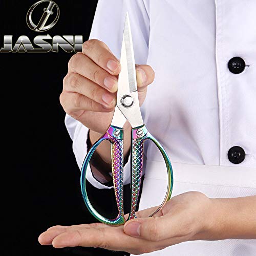 Fish pattern Powerful kitchen scissors professional Heavy Duty Multi-Purpose pretty Color rainbow Titanium Coating Forged Stainless Steel fish bones Shears Office Home scissors - view 5