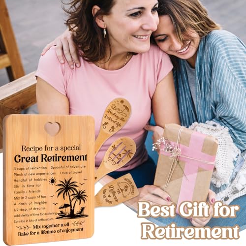 Retirement Gifts for Woman/Men 2026, Happy Retirement Bamboo Cutting Board Set for Colleagues, Coworker, Friend, Teacher, Boss, Parents, Family - Recipe for a Special Great Retirement. - view 5