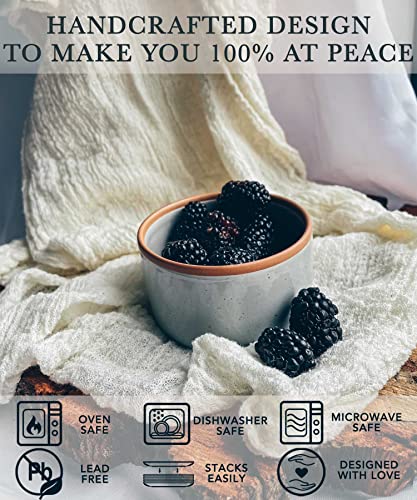 Ceramic Ramekins - 8oz, Set of 6 - Small Oven Safe Baking Dishes/Cups - For Personal Pudding, Creme Brulee, Souffle, Serving Dip, Custard, Ice Cream - Single Mini Bowls - Assorted Neutrals - view 4