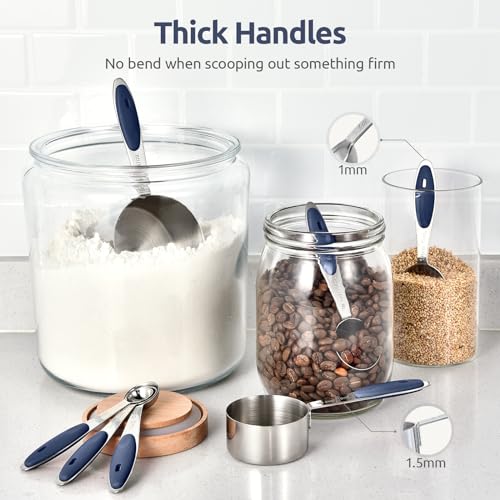 Measuring Cups Spoons Set, 18/8 Stainless Steel, 12Pc/Midnight Blue - view 7