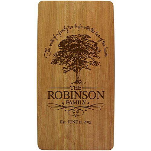Personalized Wedding with Family Established Year Signs Custom Family Tree Ours is My Favorite Solid Cherry Wooden Cutting Cheese Boards Engraved with Family Names and Dates