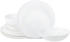 Stone Lain Taglio 24-Piece Dinnerware Set Bone China, Matte White