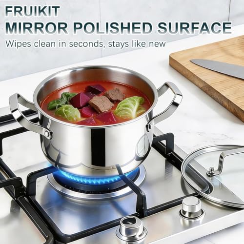 Stainless Steel Cookware Set - 20 PCS Pots and Pans Set with 3-Ply Stainless Steel Frying Pan, Professional Kitchen Cooking Set, Induction Compatible, Oven & Dishwasher Safe - view 5