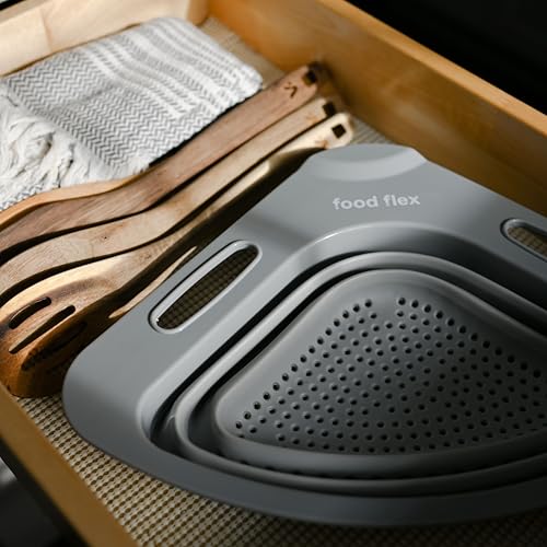Collapsible Corner Colander – Space-Saving Over Sink Strainer, 3.5 Qt, Grey - view 4