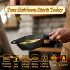 Cast Iron Skillet with Lid,Pre-seasone Mini Cast Iron Smoker Skillets & Egg Pan with Assist Handle, 6.5 Inch Octagonal Design Frying Pan for Searing, Baking, Grilling, Roasting (Skillet-1) - view 2