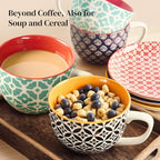 24 OZ Boho Mosaic Soup Mugs with Handle, Large Coffee Mugs Set of 4 - view 3