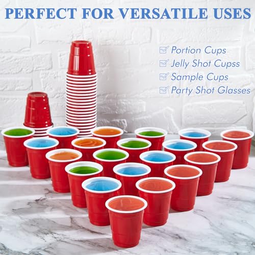 300 PACK 2 oz Red Plastic Shot Glasses, 2 oz Disposable Shot Cups - view 6