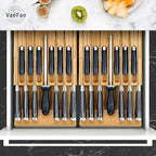 Bamboo Knife Drawer Organizer, Knife Drawer Organizer Insert, Kitchen Drawer Knife Block for 12 Knives and a PLUS Slot for your Knife Sharpener (Without Knives) - view 6