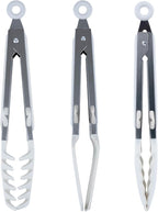 Kitchen Tongs,Set Of 3 Tongs with Silicone Tip for Cooking 9/12 Inch Stainless Steel Kitchen Tong for Meat,Food Grill,Salad,BBQ,Frying,Serving,Dishwasher (white, 12inch)