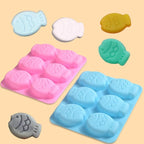 Newk Fish-Shaped Silicone Molds for Cookies, Chocolates, Candy, and Ice Cubes – Cute Design, 2 Blue and 2 Pink, Perfect for DIY Baking and Crafts (Pack of 4)