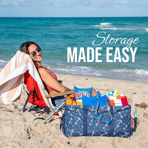 Extra Large Utility Tote Bag - Oversized Collapsible Beach Bag - Anchor - view 2
