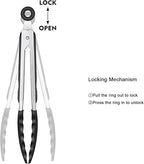 4 Pack Silicone Kitchen Cooking Tongs Set, Stainless Steel Nonstick Food Tong with BPA Free Silicone Tips for Serving Pasta Spaghetti Steak Pie Pizza Salad Vegetable Fruit Grilling BBQ Buffet 9" & 12"