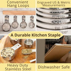 Measuring Cups & Spoons Set of 12, 18/08 Stainless Steel Kitchen Gadgets, Stackable Design with Long Handle Spoons, Fits in Spice Jars, Cooking & Baking Set for Dry & Liquid - view 2