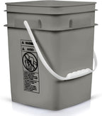 House Naturals 4 Gallon Square Food Grade Bucket Pail with Plastic Handles and Lid (Pack of 3) Made in USA containers (Gray Buckets-Green lids)