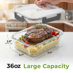 Glass Storage Containers with Lids, Premium BPA Free 36oz - view 2