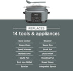 Ninja Foodi 8-in-1 Everyday Possible Cooker PRO 8.5-Quart Multi-Cooker with Glass Lid, Slow Coorker Integrated Spoon, and Non-Stick, Oven-Safe Pot,Sea Salt Grey