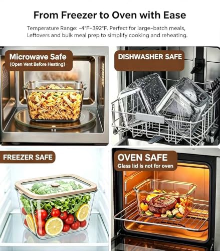2 Pack 82oz Large Glass Food Storage Containers with Lids - view 6