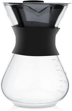 Zopsc 400ml Manual Hand Drip Glass Coffee Maker Pot with Stainless Steel Filter, Marks, Fine Mesh, Suitable for Kitchen, Dining Table, Easy to