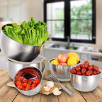 Mixing Bowls with Airtight Lids Set, 5PCS Stainless Steel Nesting Bowls with Grater Attachments & Non-Slip Bottoms, Size 5, 3, 2, 1.5, 0.63 QT, Great for Mixing & Serving, Khaki - view 6