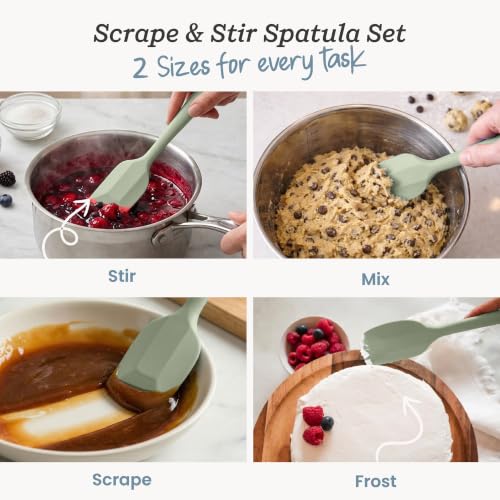 Starpack 'Scrape and Stir' Silicone Rubber Spatula Set (4-Piece) - LFGB Non Toxic, 600°F Heat Resistant, BPA-Free, One-Piece Kitchen Baking Spatulas - Dishwasher Safe for Nonstick Cookware Sage Green - view 2