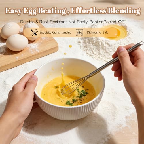 Whisks for Cooking, 3 Pack Mini Whisk for Whisking, 7"+9"+11" Tiny Stainless Steel Wire Whisk Set for Baking, Blending Eggs & Sauces, Heavy Duty Rust Proof - view 6