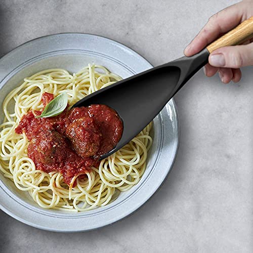 Cooking Spoons, Nonstick Silicone Spatula Spoon Set, 11"+13", Black - view 6