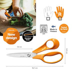 Classic Kitchen Scissors, Serrated Blades, Right-Handed use, Total Length: 18.7 cm, Improved Torx Screw and More Ergonomic Handle, Quality Steel/Plastic, Orange, 1075051 - view 2