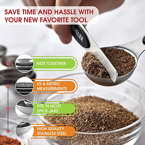 Stainless Steel Magnetic Measuring Spoons Set of 8, Black - view 6
