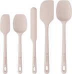 5 Pieces Silicone Spatula Set, Food Grade Rubber Spatula, Upgrade Strong Handle with Ergonomic Grip, Heat Resistant Up to 600°F for Nonstick Cookware, Cooking Creamy White