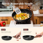 Removable Handle Induction Pots and Pans Set - 10 Piece Non-stick Cookware Sets, Black Granite Stackable RV Cookware for Camp - view 2