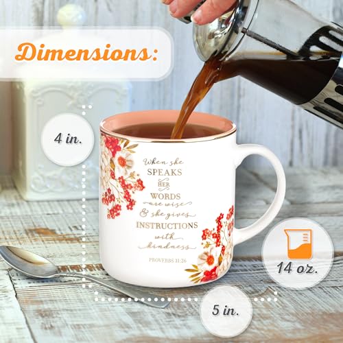 Floral Ceramic Coffee Mug with Gold Rim, 14 oz. - view 2