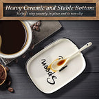 Ceramic Spoon Rest for Stove Top, Large Spoon Holder for Kitchen Counter, White Coffee Spoon Rest, Heat-Resistant Cooking Utensil Rest, Modern Farmhouse Kitchen Décor - view 5