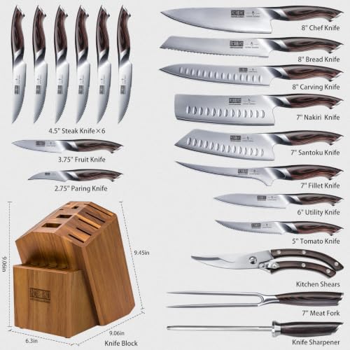 20PCS Knife Set, Ultra Sharp Japanese Kitchen Knife Set with Block - view 4