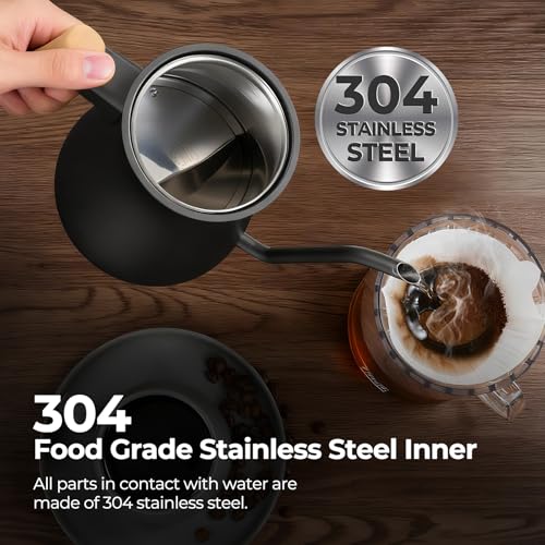 Gooseneck Electric Kettle with Temperature Control ±1°F Precision, P901 Pour Over Coffee & Tea Kettle, 0.9 Liter & 1200W Rapid Boil, Max 6 Hours Keep Warm, 304 Stainless Steel, BPA-Free - view 5