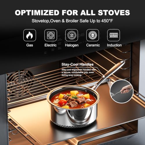 8pc Hybrid Stainless Steel Pot Set,8qt Soup Pot & 2/3qt Saucepans - view 5