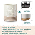 Sabine Ceramic Utensil Holder for Kitchen Counter, 7.2" Large Utensil Crock, Matte Cream Farmhouse Kitchen Utensil Holder, Countertop Organizer for Spoons, Spatulas and Cooking Tools - view 5