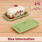 Ceramic Butter Dish with Lids - Mushroom Butter Containers, White - view 2