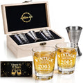 21st Birthday Gifts for Him,2005 Shot Glasses with Wooden Box