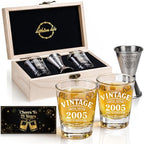 21st Birthday Gifts for Him,2005 Shot Glasses with Wooden Box
