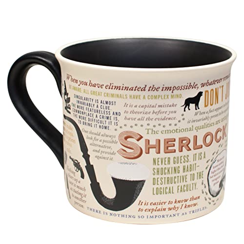 Sherlock Holmes Coffee Mug - Features Holmes Quotes, Rules of Deduction, Intriguing Images, and Sidney Paget's Portrait, Comes in a Fun Box - view 3