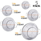 5 Pack 18/8 Stainless Steel Colander Sieves, Multi Size Mesh Strainer Net Baskets with Handles & Resting Base for Strain, Drain, Rinse or Steam - view 4