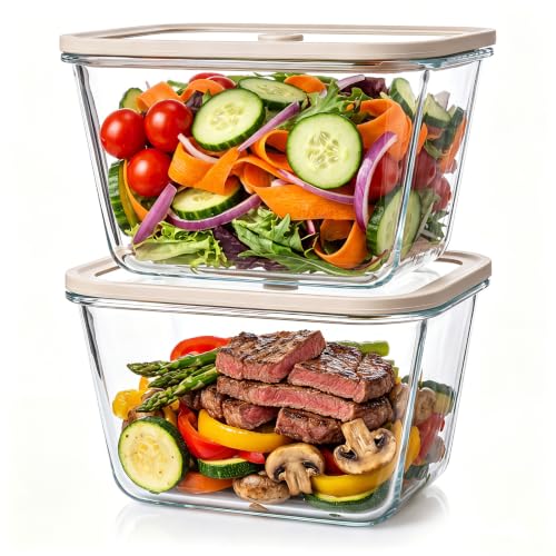 2 Pack 82oz Large Glass Food Storage Containers with Lids