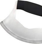 Mezzaluna Salad Chopper,Stainless Steel Mezzaluna Knife Razor Sharp Rocker Slicer with Protection Cover Vegetable Chopper Mincing Cutter for Pizza Cheese Onion Carrot Pepper Garlic