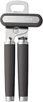 KitchenAid Classic Multifunction Can Opener and Bottle Opener Easy to Use, Razor Sharp Stainless Steel Cutting Wheel, Soft Ergonomic Handles, Charcoal