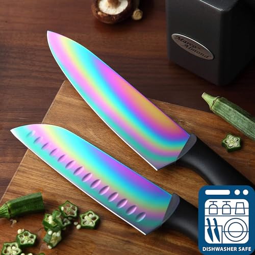 Knife Block Set,14-Piece Rainbow Color Stainless Steel Knife Sets for Kitchen with block, KYA35 Chef Cooking Knives Set with Acrylic Stand - view 4