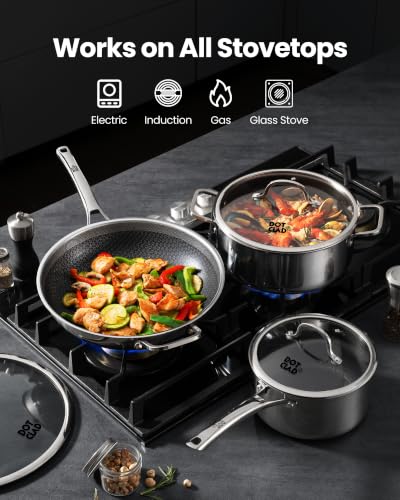 11-Piece Hybrid Stainless Steel Cookware Set, Non Stick Pots and Pans - view 4