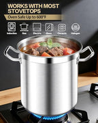 20 Quart Soup Pot with Lid – Stainless Steel Stock Pot, Heavy Duty Cooking Pot for Soup, Pasta, Stew – Induction & Oven Safe, Commercial & Home Use - view 5